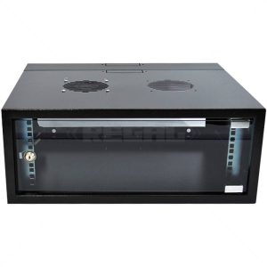 Cabinet 4U Wall Box Swingframe Collar 400x100mm incl Fan & Power Black