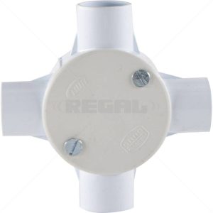 Conduit PVC - 25mm 4-Way Box with Lid and Screws